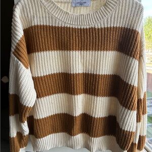 Carly Jean Los Angeles Mustard and Cream Striped Sweater
